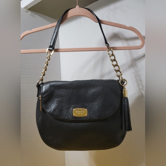 Michael Kors Bags Michael Kors Bedford Black Pebbled Leather Crossbody Flap Bag Poshmark